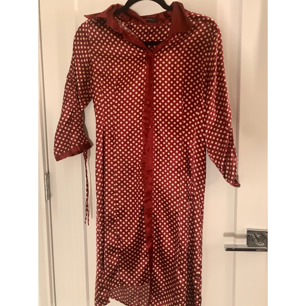 Silky red polka dot robe